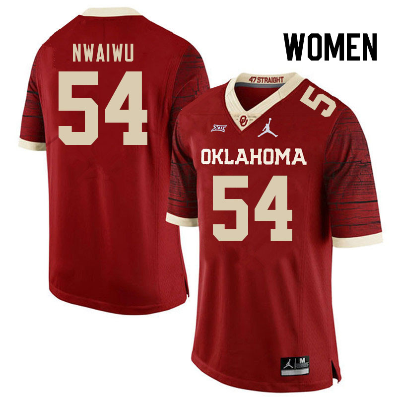 Women #54 Febechi Nwaiwu Oklahoma Sooners College Football Jerseys Stitched-Retro